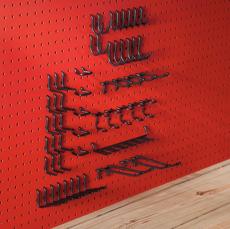 MADD TOOLS DOUBLE D FOR DOUBLE DUTY Extra Thick Black 1/4'' Pegboard Hooks for Hanging Tools, Set of 57 Pieces 1/4'' Black Peg Board Accessories Peg Hooks, Peg Board Attachments for Tools Organization - Image 1